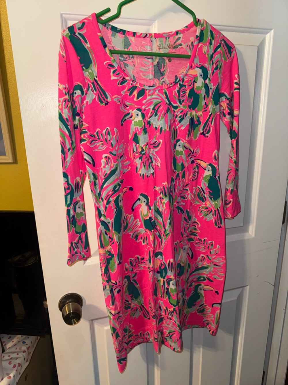 Lilly Pulitzer Hot Pink Tropical Parrot Print Dress